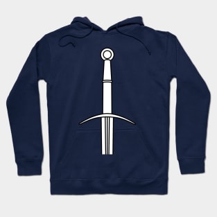 Hand and a Half Sword Garnish / Bastard Sword (White) Hoodie